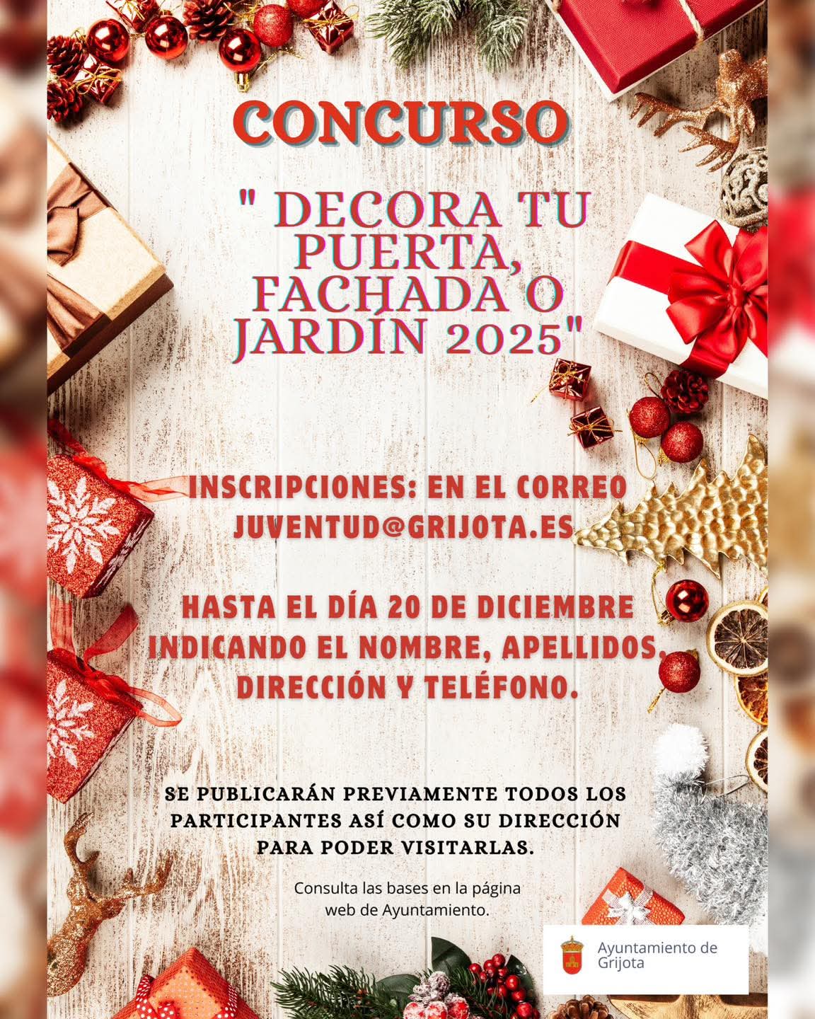 Concurso Decoración Fachadas y Escaparates Navidad Grijota 2025